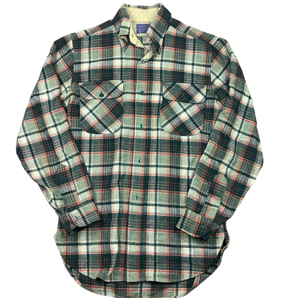 Vintage Pendleton 100% wool plaid button front flannel USA made size small